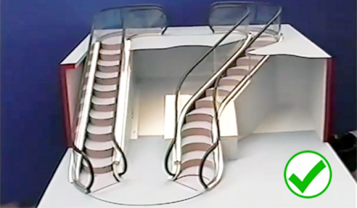 Escalera móvil con curvas