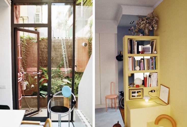 Un joven rodeado de muebles de diseño en 45m2